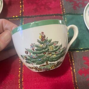 Spode Christmas Tree Mug with Green Rim
